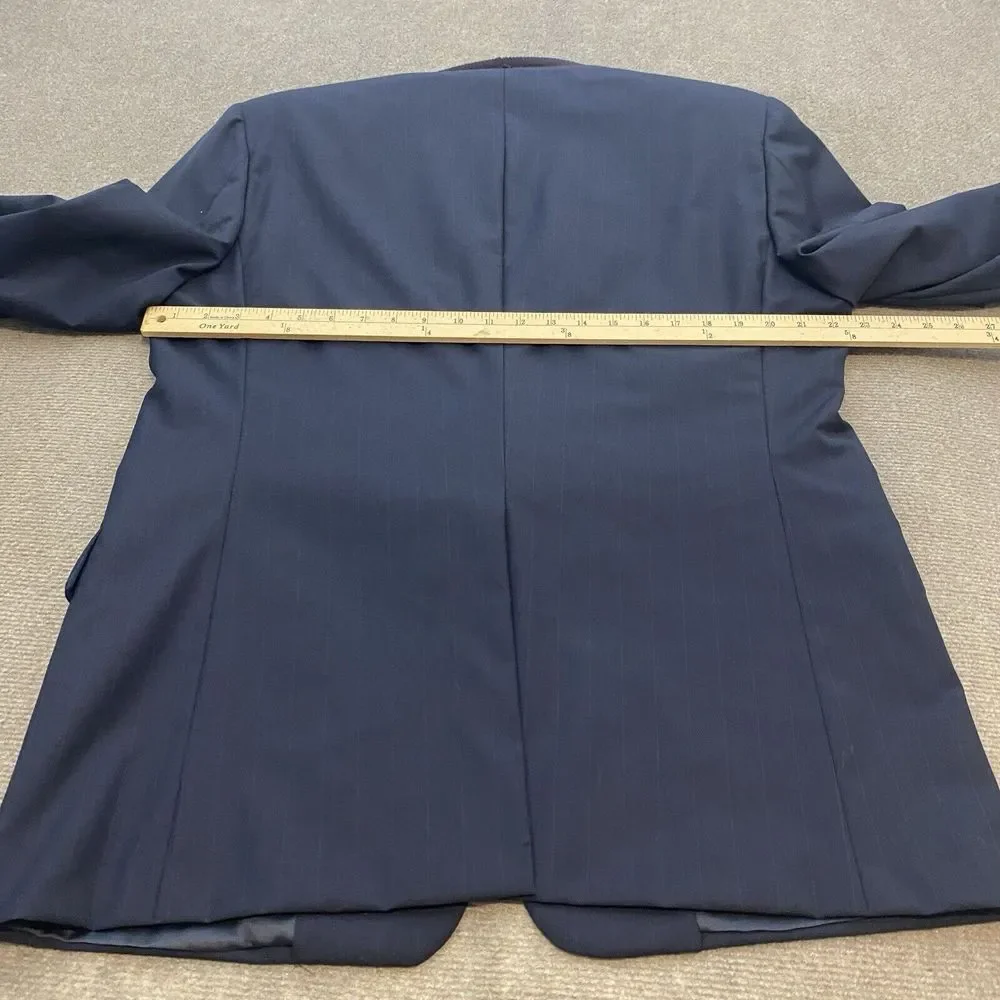 Hickey Freeman Two Button‎ Blazer Jacket Size 44R Wool Cashmere Blue Striped